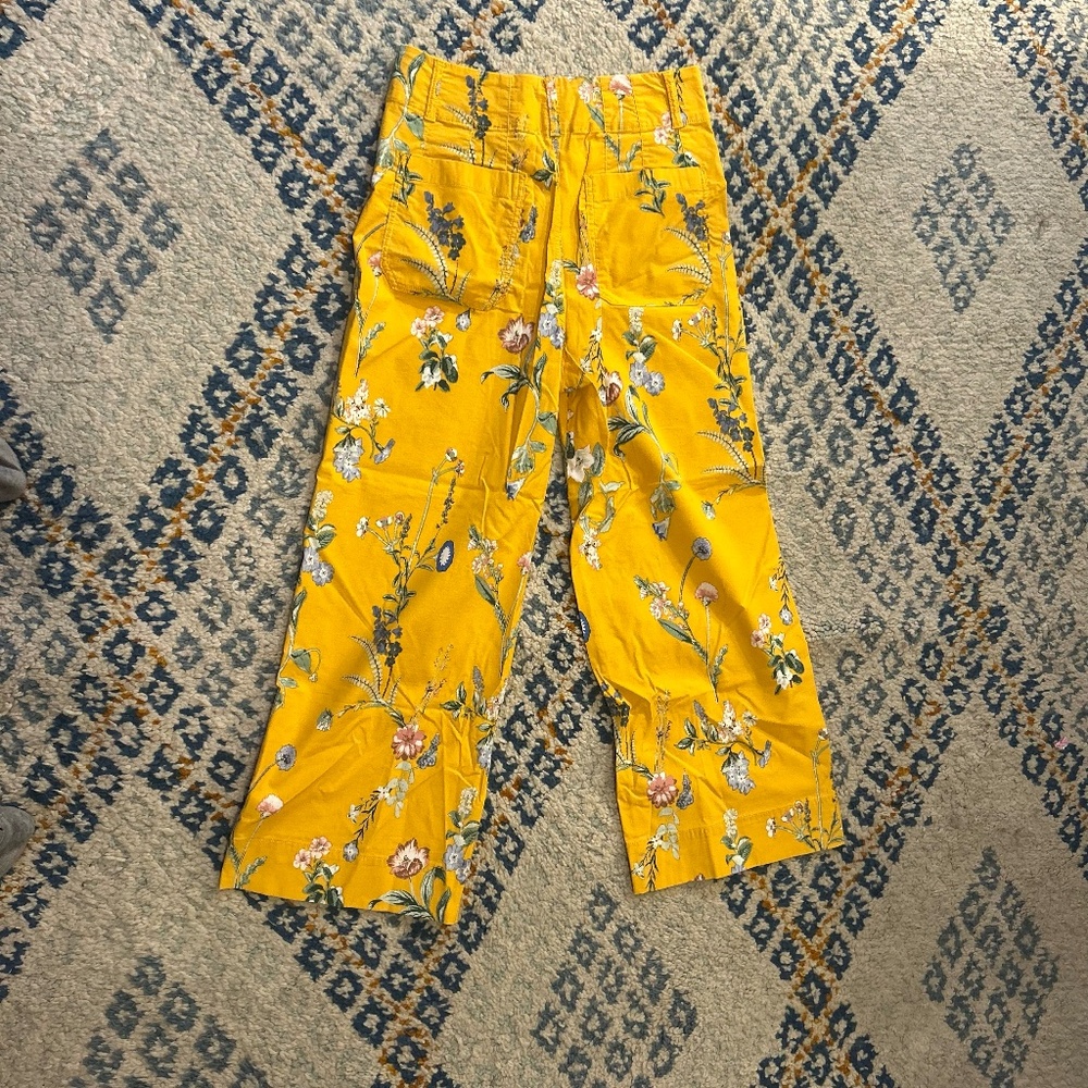Anthropologie Yellow Floral Pants